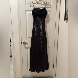 Vintage Brown Silk Maxi Dress